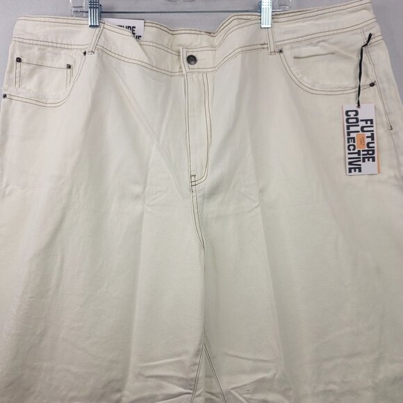 Future Collective Jenny K. Lopez Womens Straight Leg Cream Jeans Size 24 - Picture 2 of 9